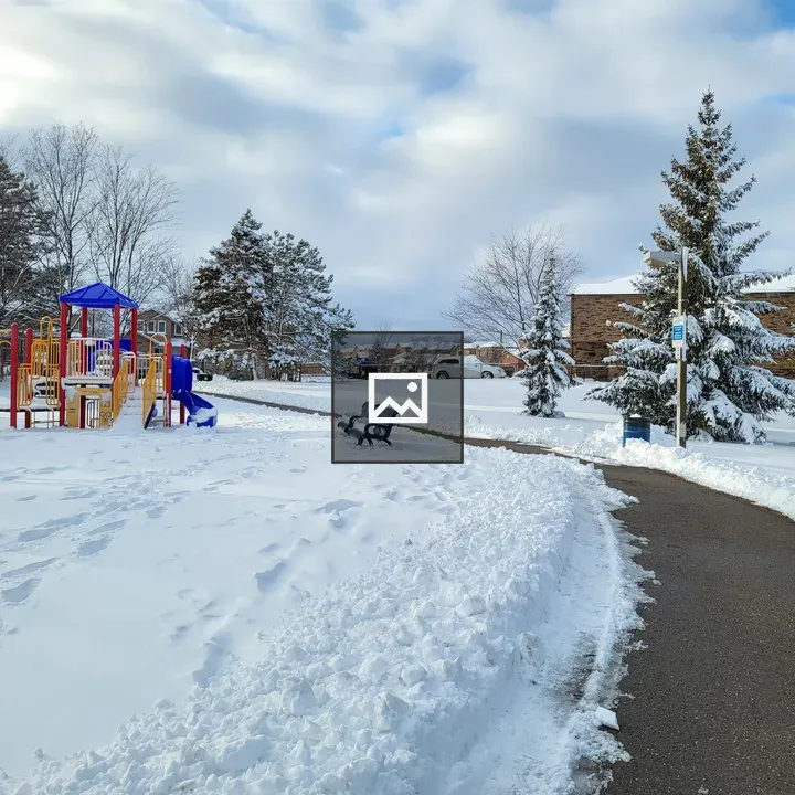 Winter snow scene with playground