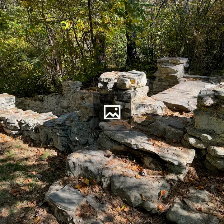 Footpath of boulders along canal