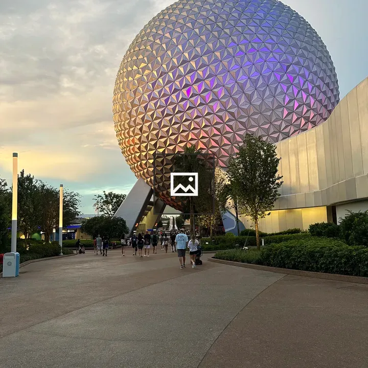 People Leaving Epcot at Sunset