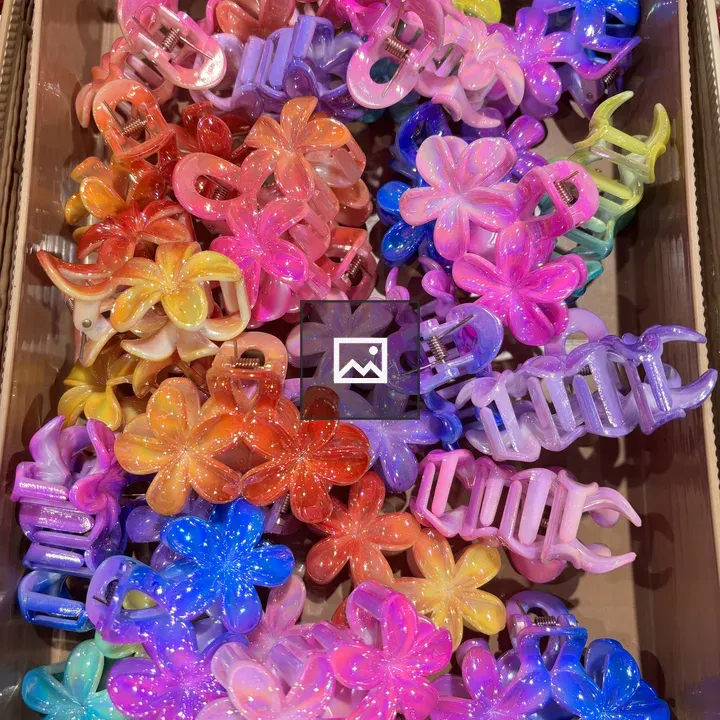 Colorful hair clips in a box