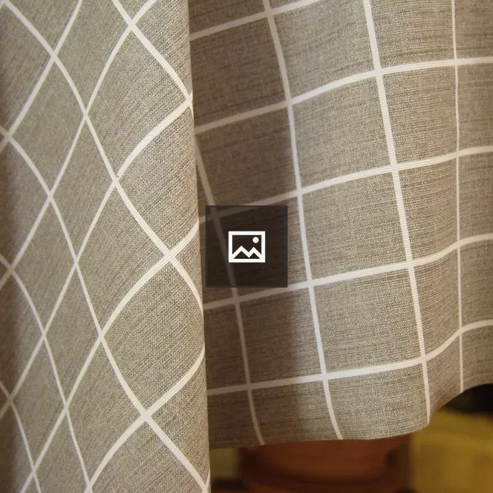 Close-up Grey Plaid Linen Tablecloth