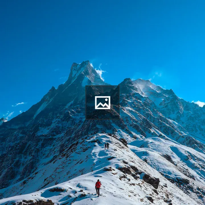 Snowy Himalayan Ridge with Hikers