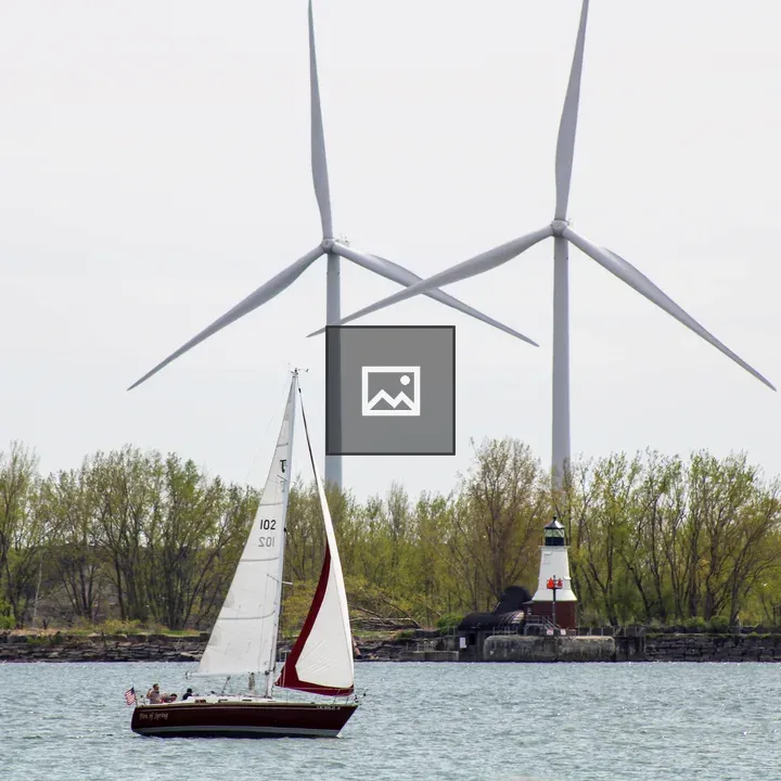 Sailboat and Lighthouse in Lake Erie