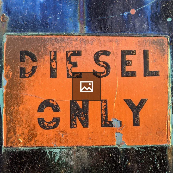 Old diesel sign rusted letters