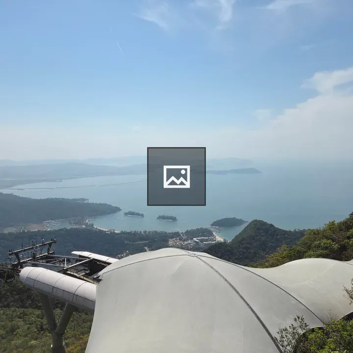 Panoramic coastal panorama with boats