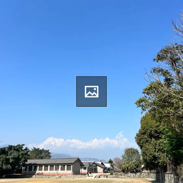 Grassy field with trees and building