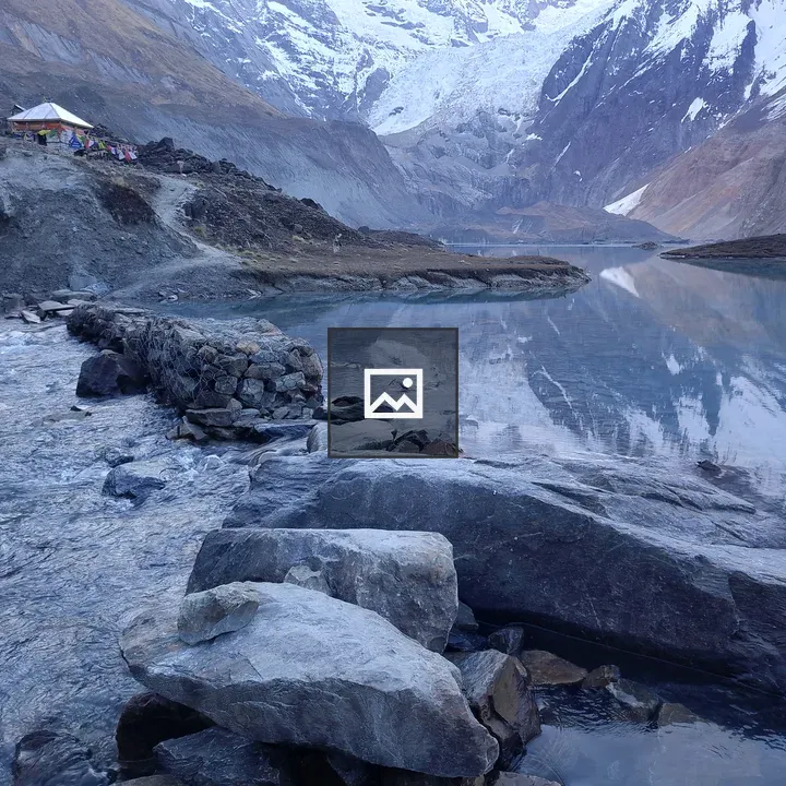 Rocky river to lake landscape