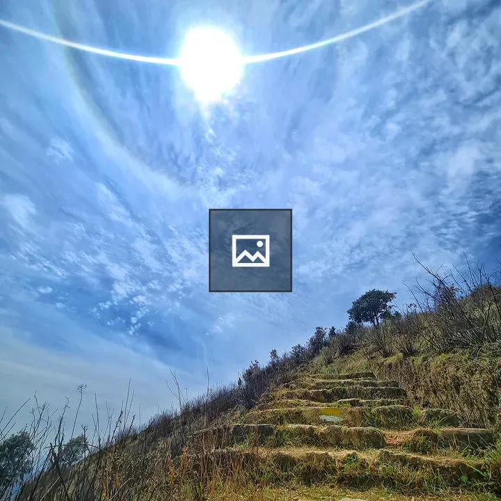 Scenic blue sky with trekking path