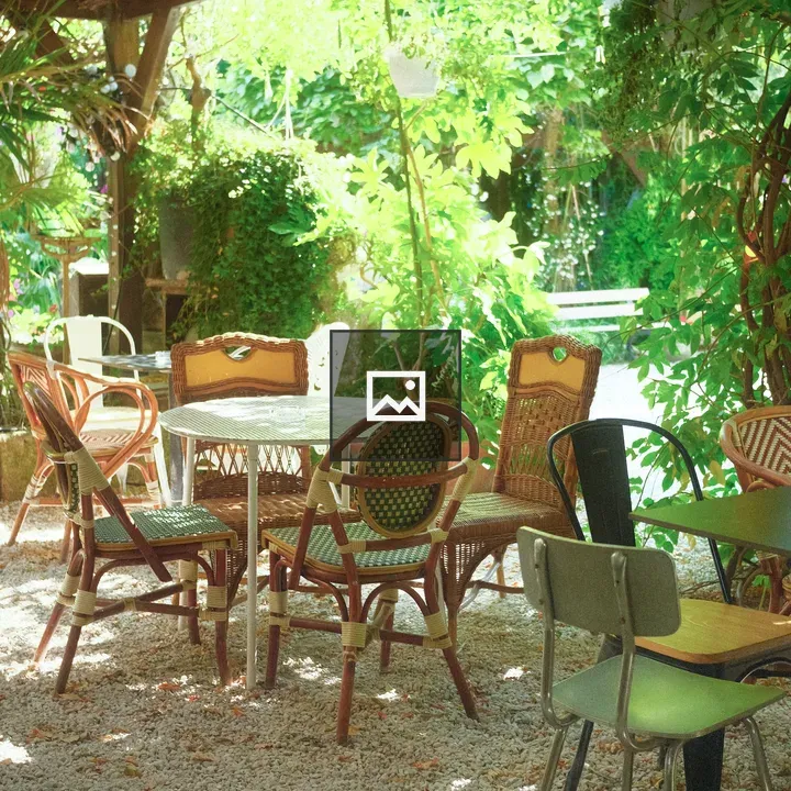 Outdoor seating under a pergola