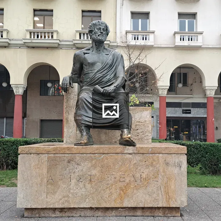 Aristotle statue in Aristotelous Square
