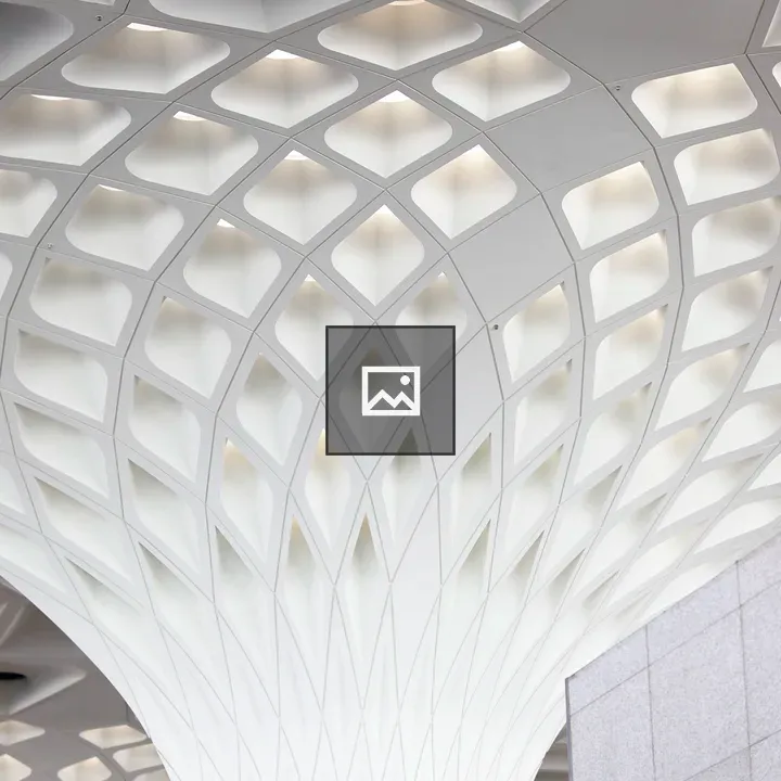 Modern white geometric ceiling at Mumbai airport