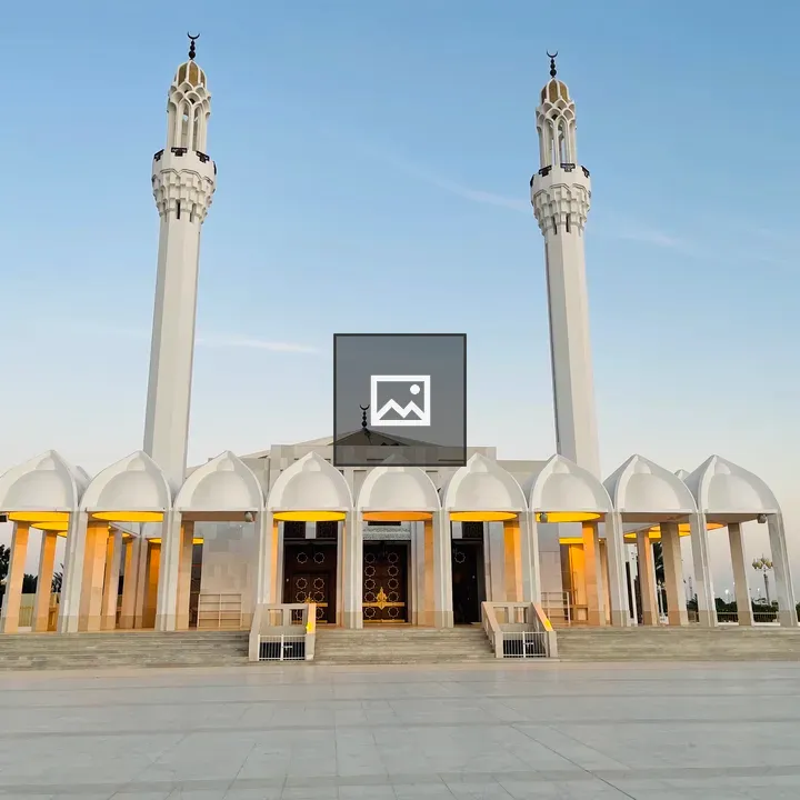 A modern mosque with two minarets
