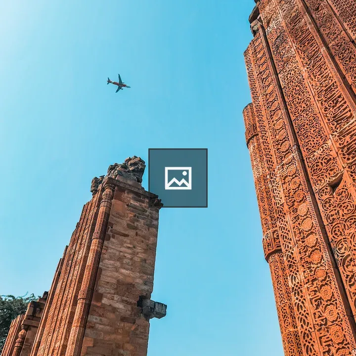 Red Stone Pillars with Plane
