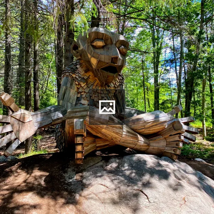 Giant troll sculpture at Coastal Maine Botanical Gardens