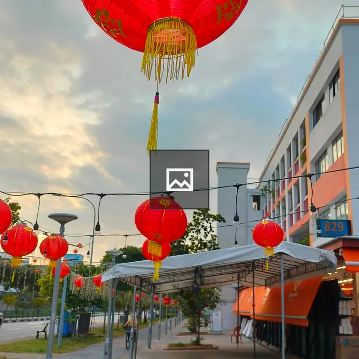 Red lanterns along street