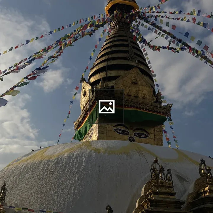 Stupa with Golden Spire and Flags
