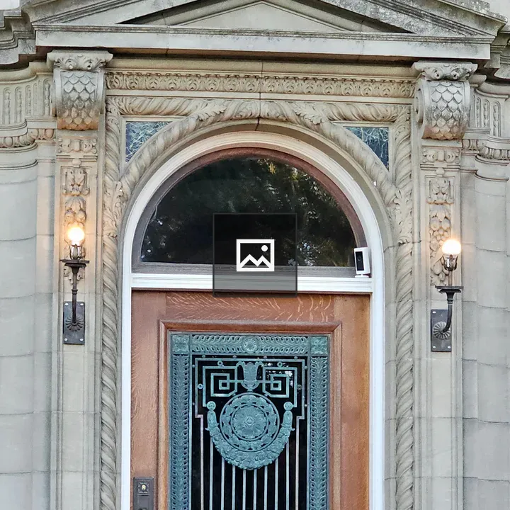 Elegant wooden door at Pittock Mansion