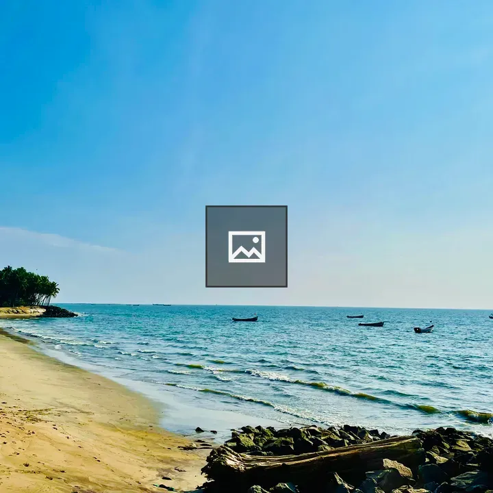 Beach with fishing boats in Kerala