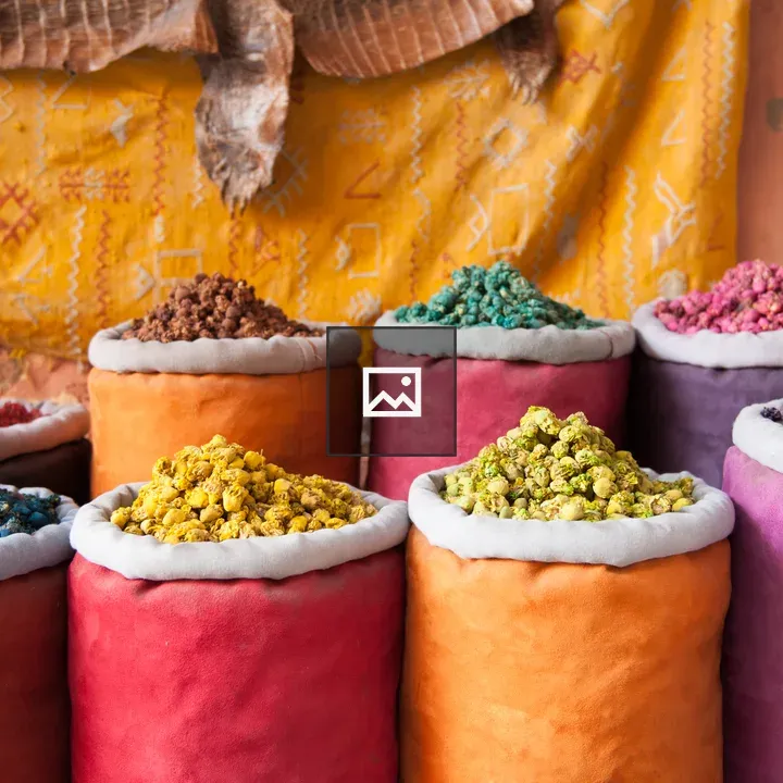 Sacks of Dried Spices and Herbs