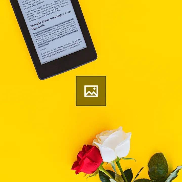 Kindle on yellow background with roses
