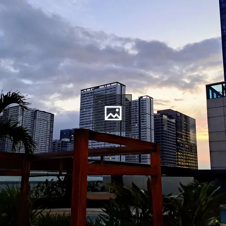City skyline at dusk