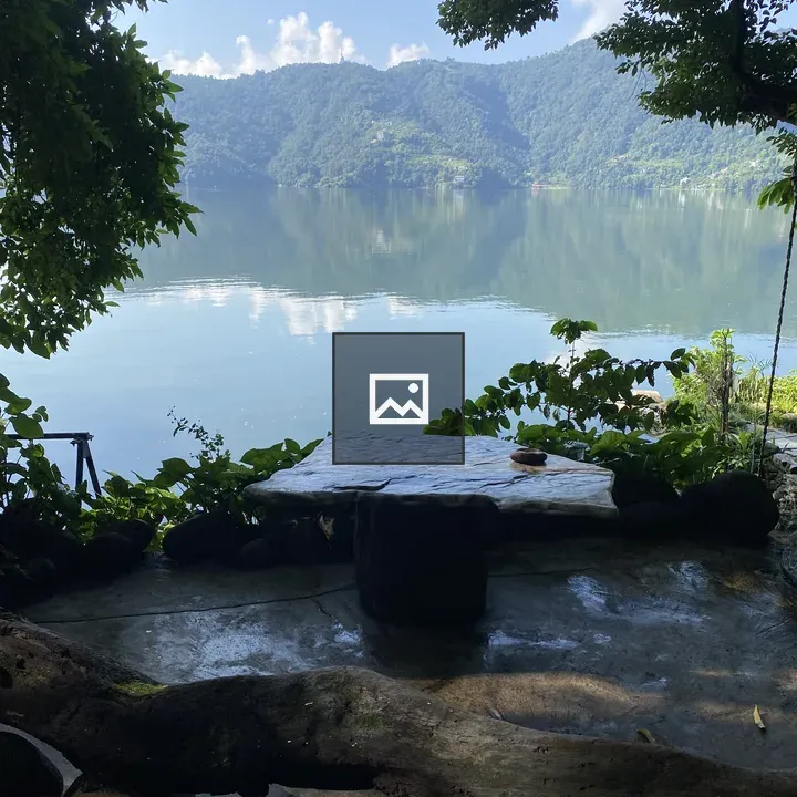 Fewa Lakeside Scene with Stone Table