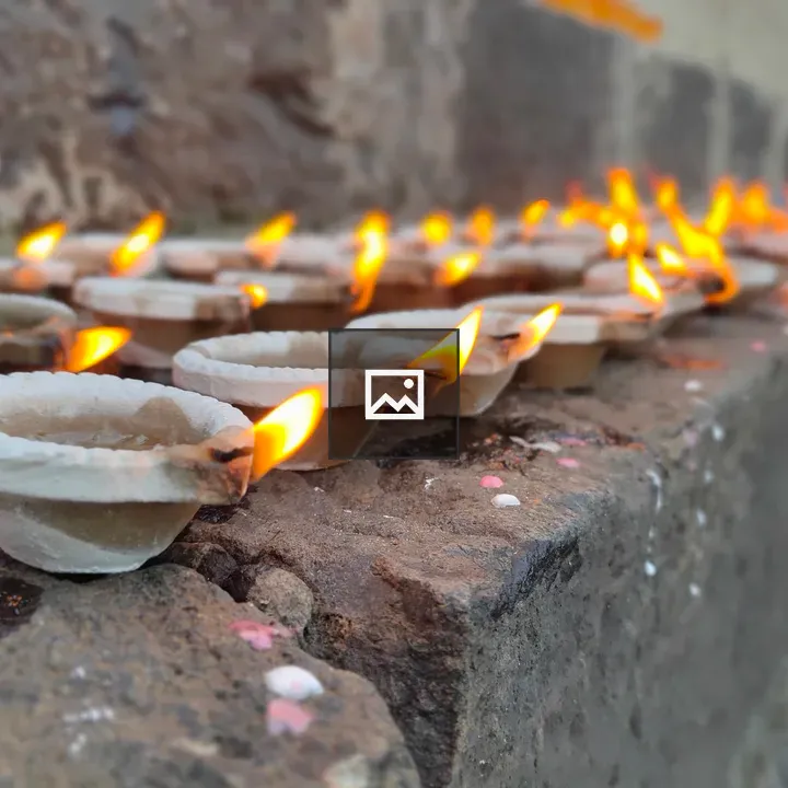 Lamps on a ledge for Tripurari Purnima