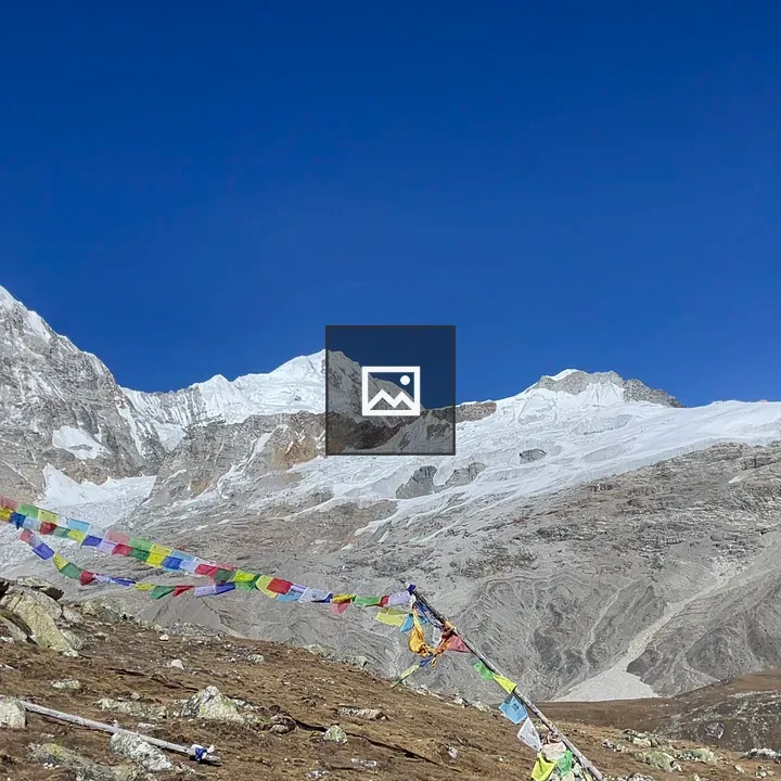 Langtang Himalayas with prayer flags