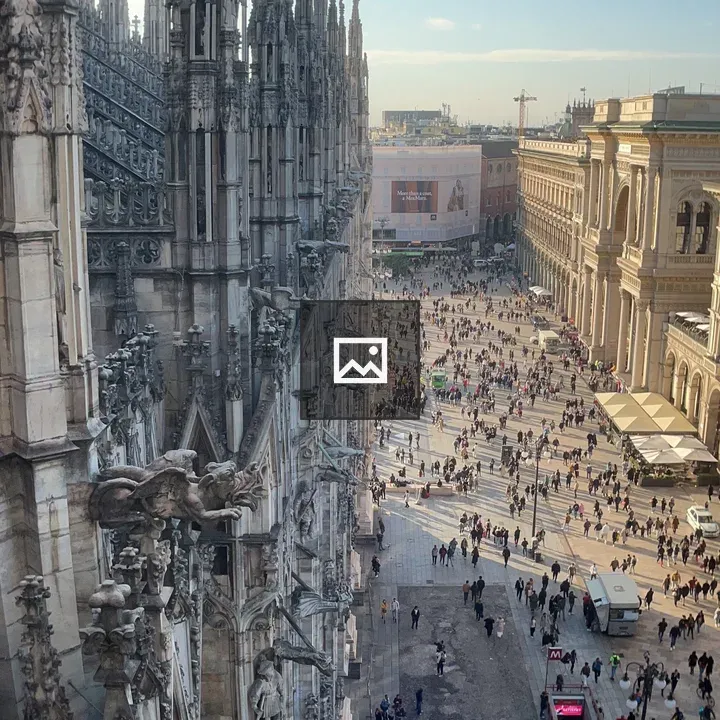 Milan city street from cathedral roof