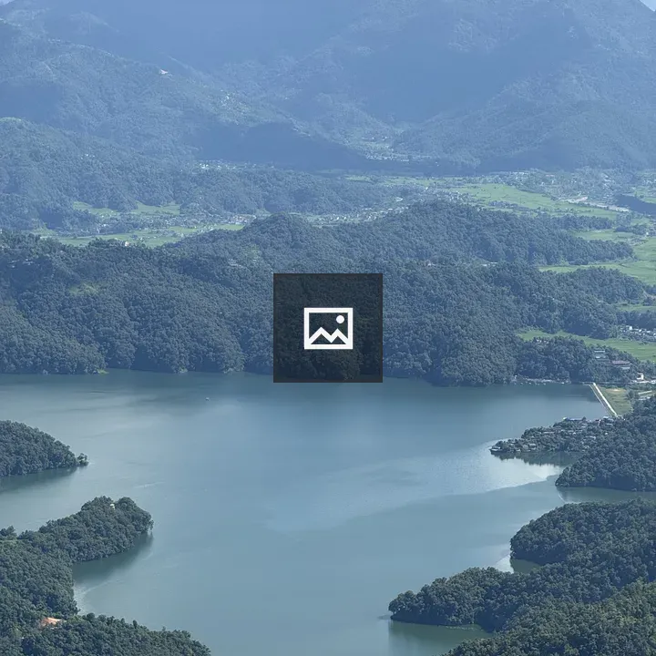 Panoramic Lake with Green Mountains