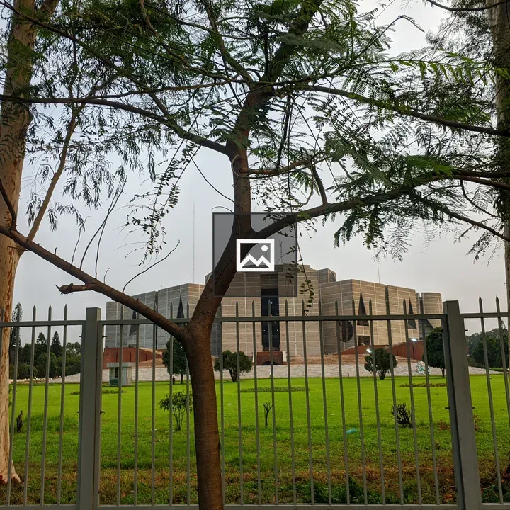 Jatiya Sangsad Bhaban through fence