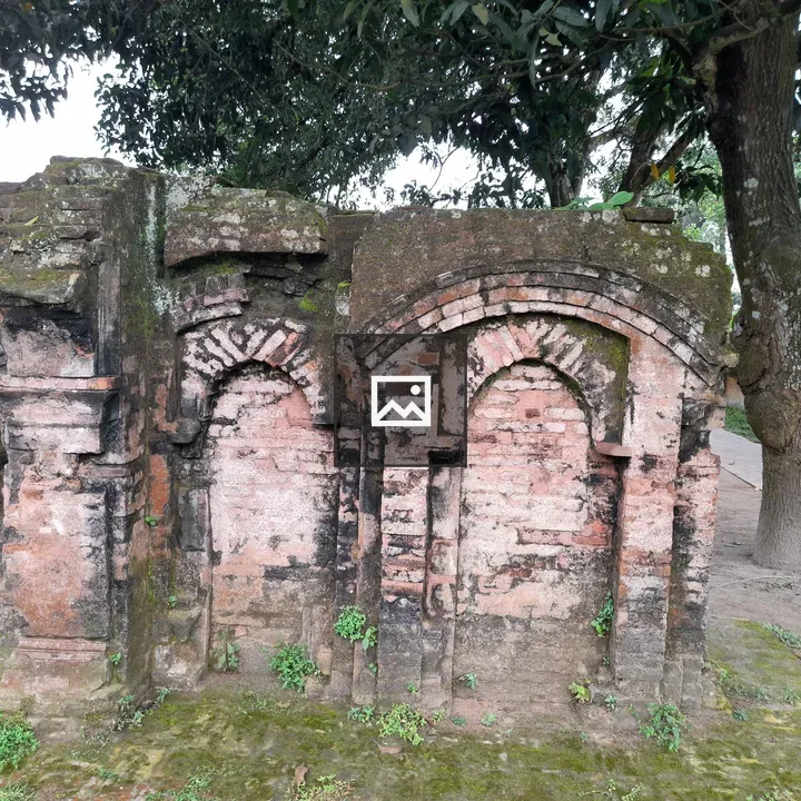 Mossy brick ruin under a tree