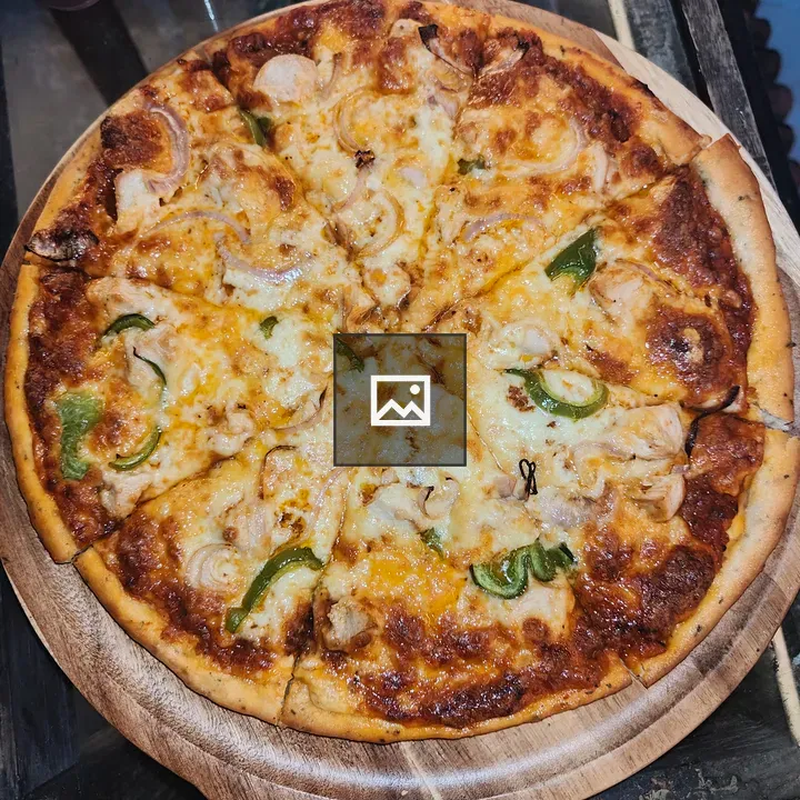 Pizza on Wooden Platter