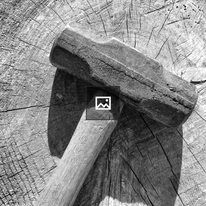 Mallet on a tree stump