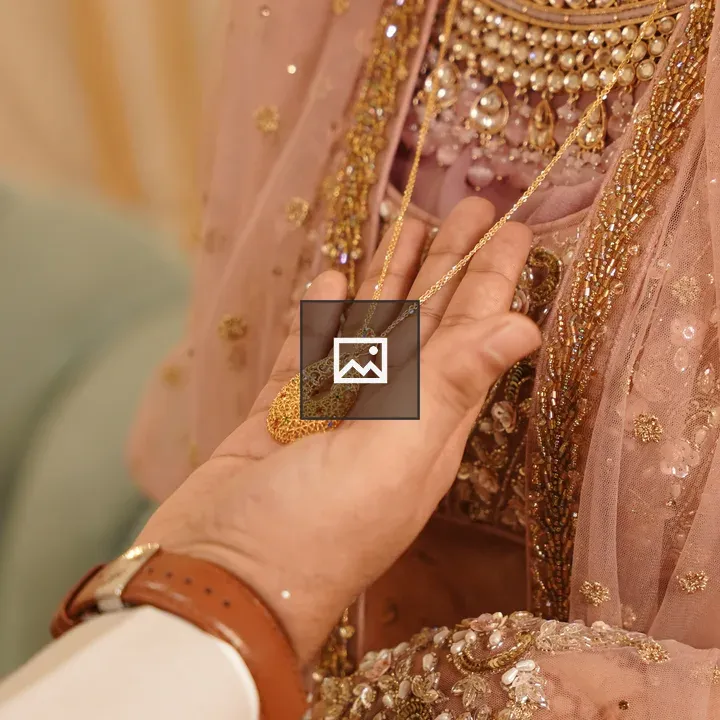Groom's hand with necklace