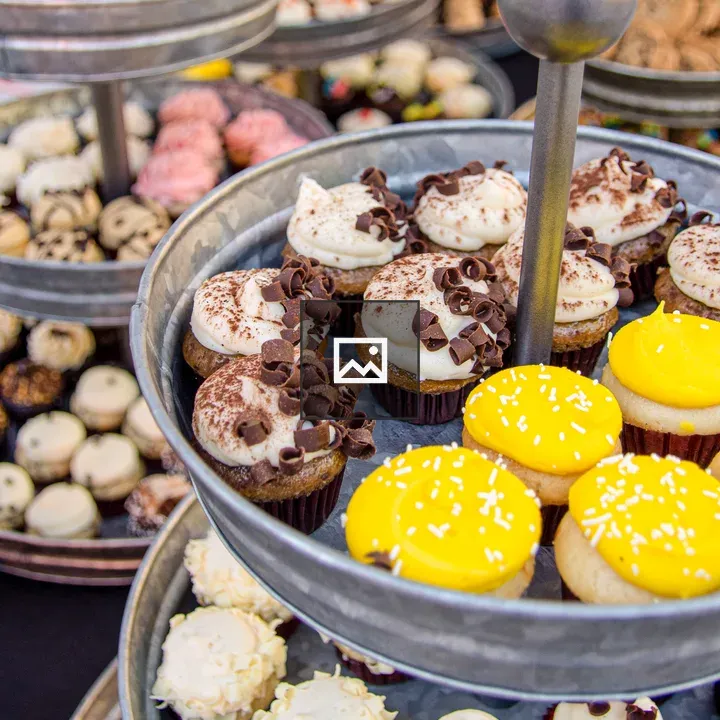 Mini cupcakes on tin racks