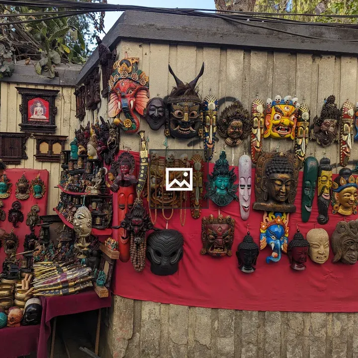 Masks and Sculptures on Wall