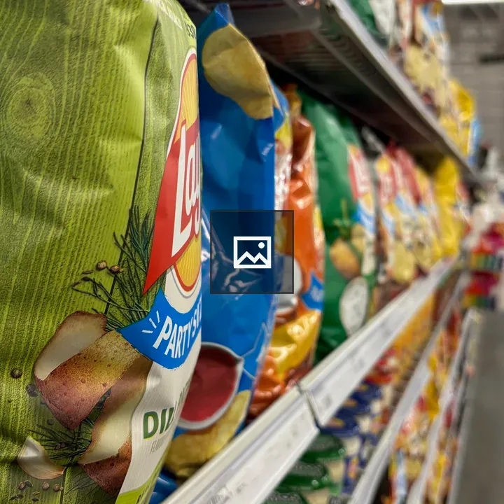 Row of potato chip bags