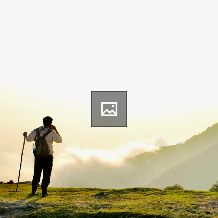 Man with a Rucksack on Mossy Ground