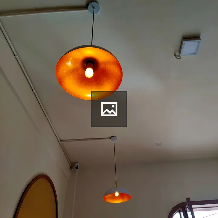 Pendant lights over interior space