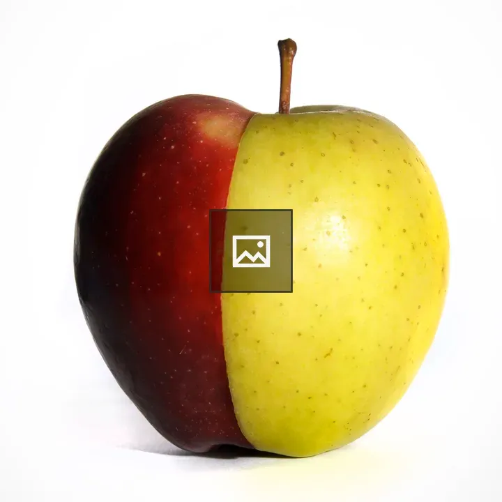 Half red and half green apple