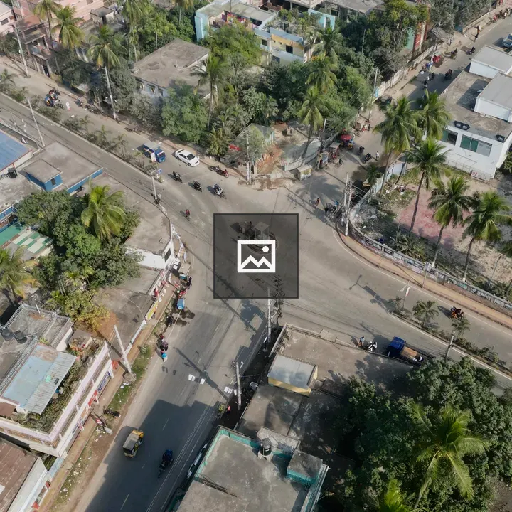 Drone photo of a town square