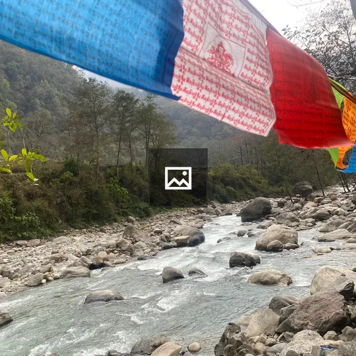 River with Prayer Flags