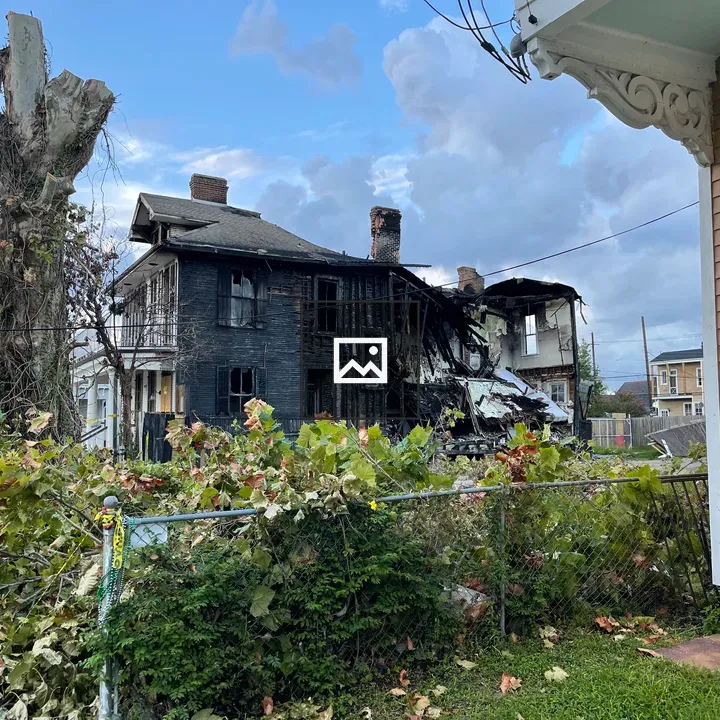 Charred remains of a New Orleans house