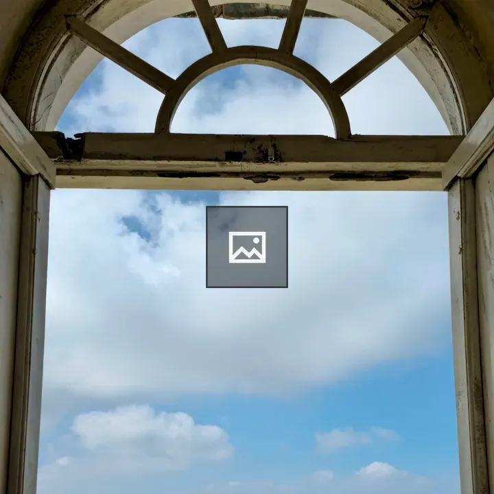 View through arched window at Monsoon Palace