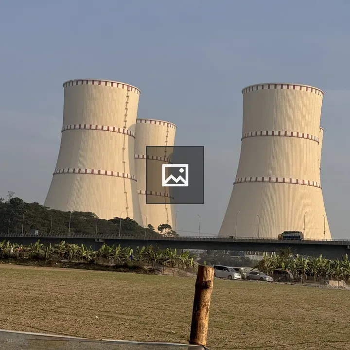 Cooling towers near bridge