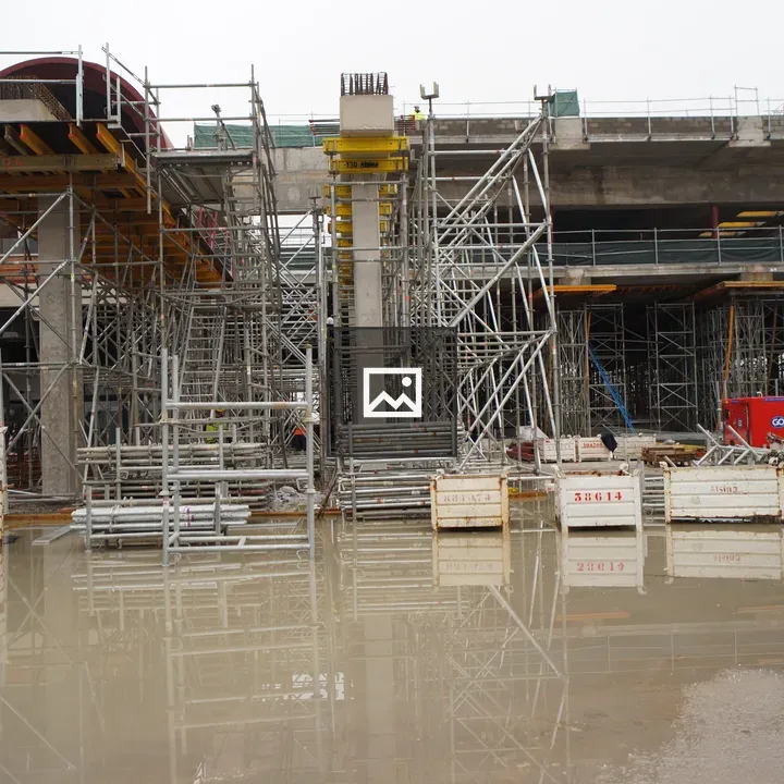 Flooded construction site