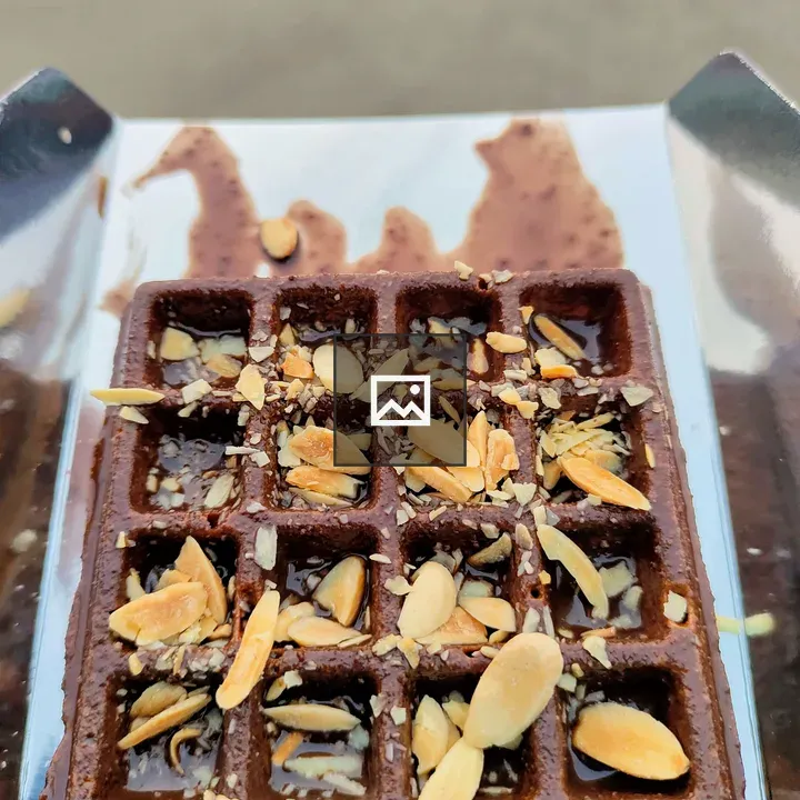 Waffle with almonds and chocolate