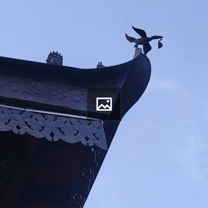 Ornate rooftop corner with bird statue