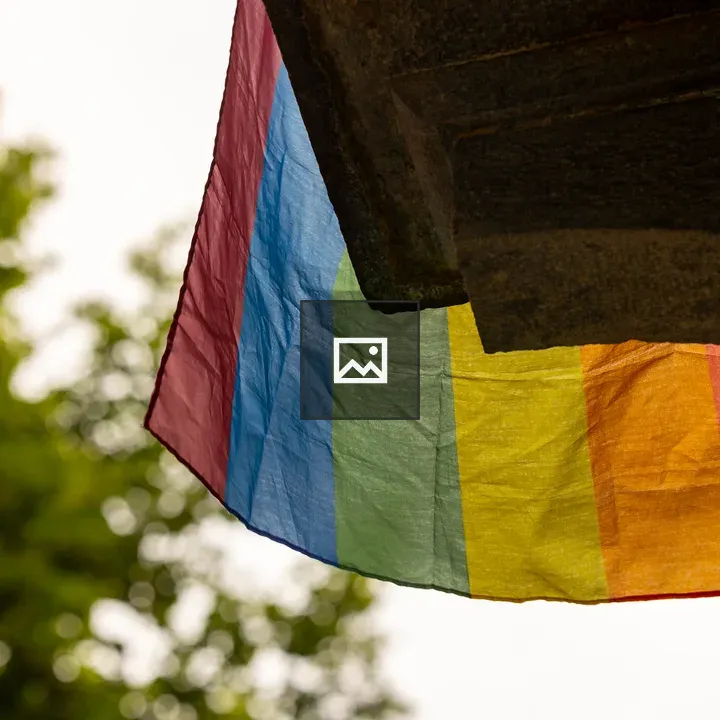 Pride flag at balcony edge